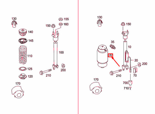 A1663200325 - NEW MERCEDES-BENZ ML W164 REAR PNEUMATIC SPRING A1663200325 ORIGINAL