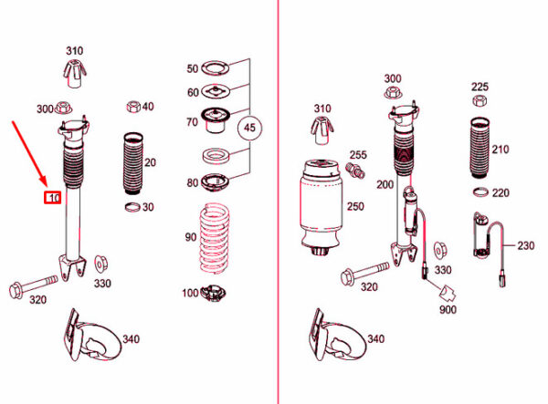 A1663201130 - NEW MERCEDES-BENZ ML W166 REAR SHOCK ABSORBER A1663201130 ORIGINAL