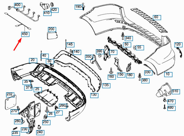 A1664401532 - NEW MERCEDES-BENZ GLE W166 REAR PARKING SENSOR WIRING A1664401532