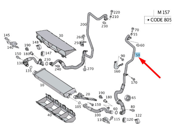 A1665003172 - Mercedes-Benz ML W166 AMG engine oil cooler line A1665003172 NEW ORIGINAL