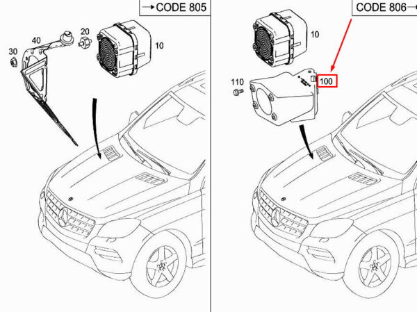 A1665451400 - Mercedes-Benz ML W166 Sound Generator Mount A1665451400, Original Part