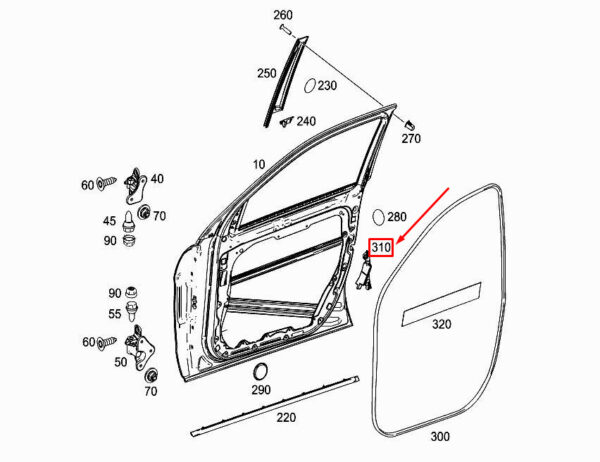 A1667270200 - NEW MERCEDES-BENZ GLE W166 FRONT RIGHT DOOR REINFORCEMENT A1667270200 ORIGINAL