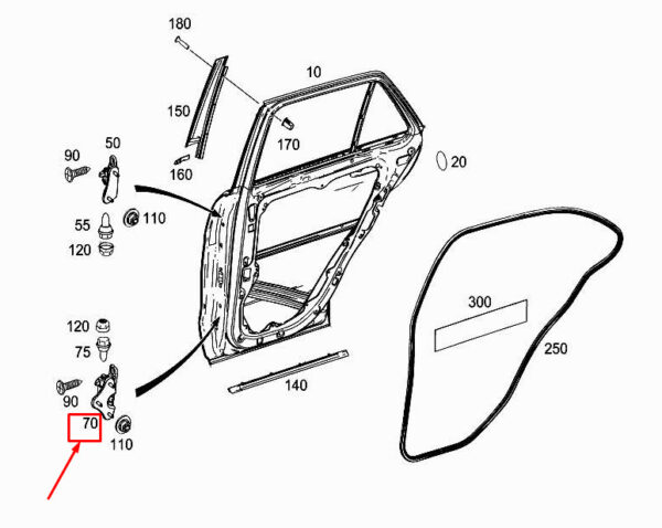 A1667300337 - NEW MERCEDES-BENZ ML W166 REAR LEFT BOTTOM DOOR HINGE A1667300337