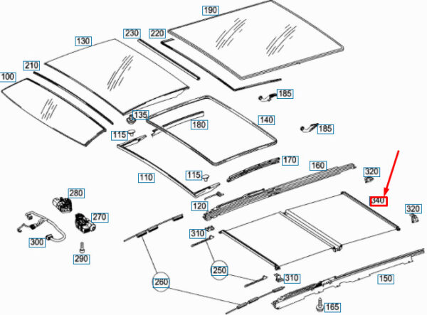A16678020007J57 - NEW MB GL X166 FRONT AND REAR SUNROOF ROLLER BLIND A16678020007J57 12-18