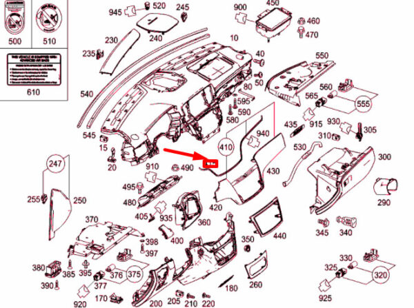 A1668250210 - NEW MB GLE W166 INSTRUMENT PANEL CENTER OPTICAL FIBER LHD A1668250210 ORIGINAL