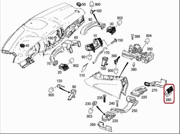 A16683005542A17 - NEW MERCEDES BENZ ML W166 REAR CENTER DASH AIR VENTS OUTLET A16683005542A17