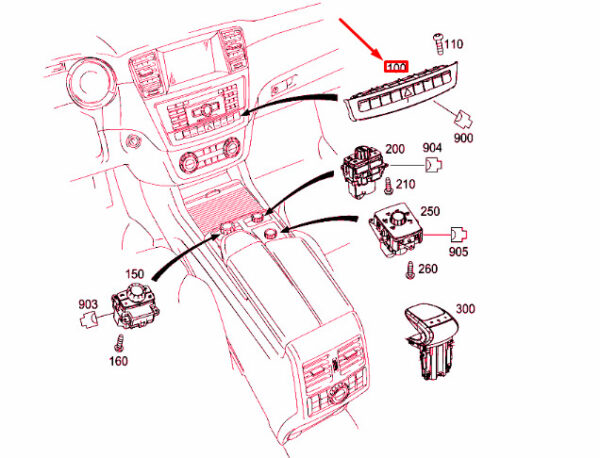 A1668702510 - NEW MERCEDES-BENZ ML W166 UPPER CONTROL PANEL SWITCH A1668702510 12-15