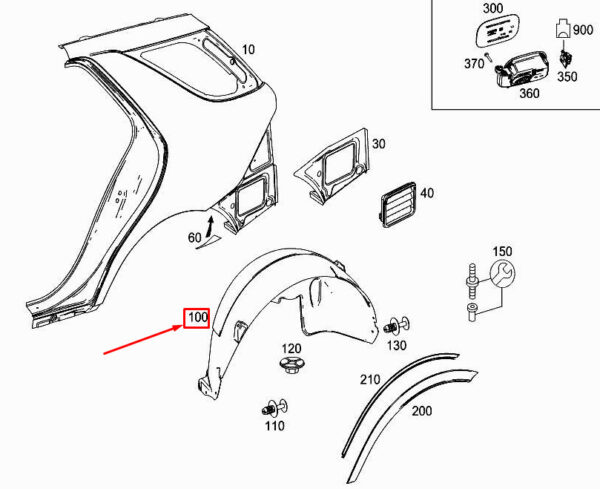 A1668841422 - Mercedes-Benz GLE W166 interior fender rear right A1668841422 NEW ORIGINAL