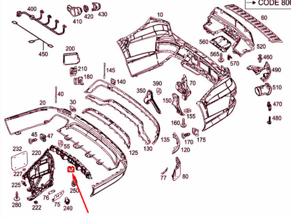 A1668850100 - NEW MERCEDES-BENZ GLS X166 REAR BUMPER CENTRAL MOUNTING A1668850100 ORIGINAL
