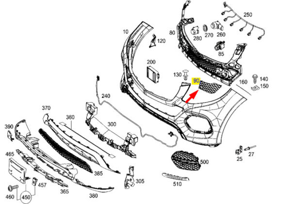 A1668850201 - Mercedes-Benz GLE W166 Front Bumper Right Cover A1668850201 NEW