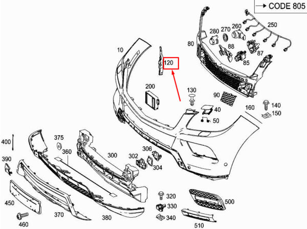 A1668850914 - Mercedes-Benz GLE W166 front radar sensor mount A1668850914 NEW ORIGINAL