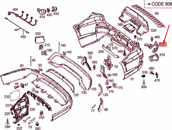 A1668852714 - New MERCEDES-BENZ GLS X166 Rear Bumper Left Bracket A1668852714