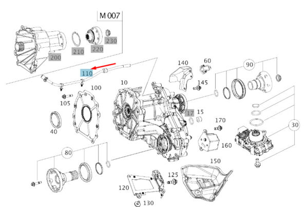 A1672803000 - NEW MERCEDES-BENZ GLE W167 TRANSFER CASE VENT LINE A1672803000