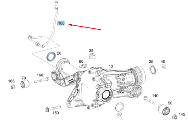 A1673305900 - MB GLE W167 vent valve for front axle drive transmission A1673305900part