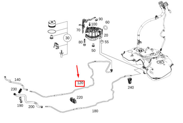 A1674704704 - Mercedes-Benz GLE W167 Fuel Supply Line A1674704704 NEW ORIGINAL