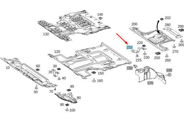 A1675240900 - NEW MERCEDES-BENZ GLE W167 REAR LEFT UNDERFLOOR PANEL CLIP A1675240900