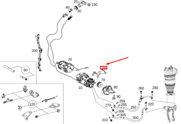A1675464301 - NEW MB GLE W167 SUSPENSE. ORIGINAL HYDRAULIC SYSTEM LINE CLASS A1675464301