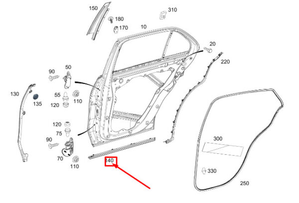 A1676981300 - Mercedes-Benz GLS X167 Rear Left Lower Door Cover Strip A1676981300 NEW GENUINE