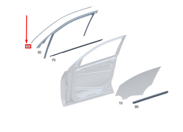 A1677258100 - Mercedes-Benz GLE W167 door guide rail front left A1677258100, original part