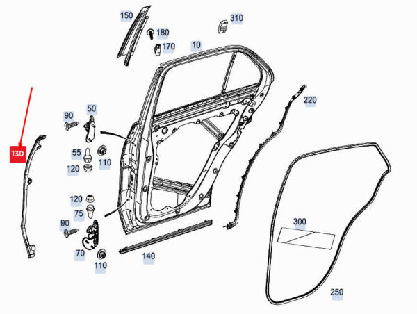 A1677324900 - Mercedes-Benz GLE W167 door cover strip rear left A1677324900 NEW ORIGINAL