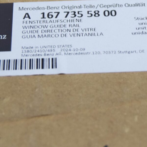 A1677355800 - MERCEDES-BENZ GLS X167 Rear Right Door Window Guide A1677355800 NEW GENUINE