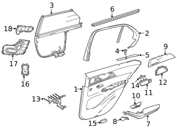 A1678104303 - Mercedes-Benz GLE-Class W167 door trim insert rear left top