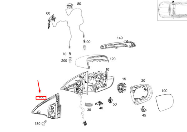 A1678111200 - MB GLE W167 gasket for door mirrors front right A1678111200 original part