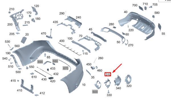 A1678853207 - MB GLE W167 COUPE REAR RIGHT BUMPER BRACKET A1678853207 NEW GENUINE