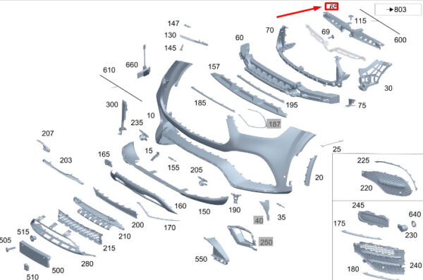 A1678858508 - MB GLE W167 stiffening element for front bumper A1678858508 original part