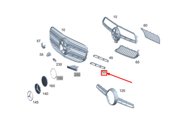 A1678883700 - NEW MERCEDES-BENZ GLE W167 GRILLE LEFT EQUIPMENT A1678883700 ORIGINAL