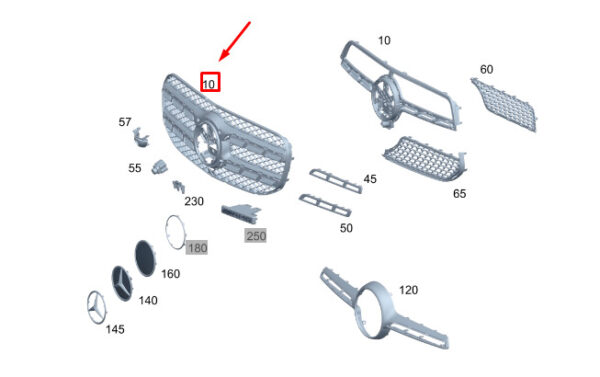 A1678885800 - NEW MERCEDES-BENZ GLE W167 RADIATOR PROTECTIVE GRILLE A1678885800
