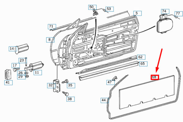 A1686820308 - NEW MERCEDES-BENZ SL R129 DOOR INSULATION A1686820308 ORIGINAL