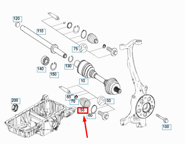A1693660191 - NEW MERCEDES-BENZ S W221 FRONT AXLE SHAFT WHEEL SIDE BOOT A1693660191 ORIGINAL