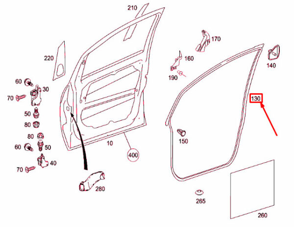 A1697270930 - NEW MERCEDES-BENZ A W169 FRONT LEFT DOOR SEAL A1697270930