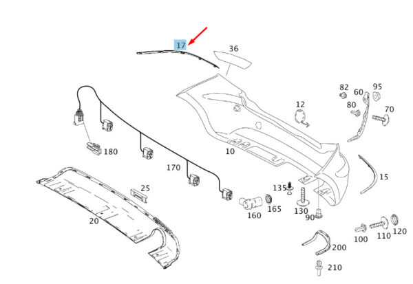 A1698851021 - NEW MERCEDES-BENZ A W169 REAR BUMPER RIGHT TRIM STRIP A1698851021 ORIGINAL