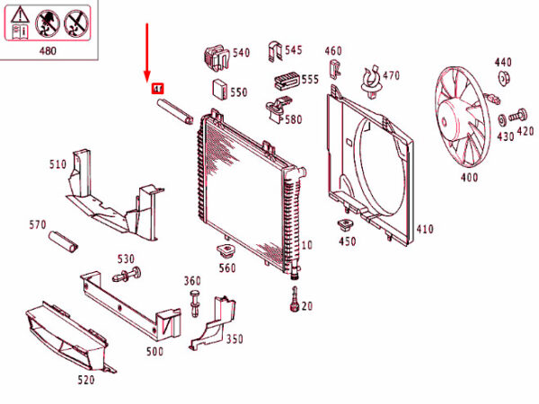 A1705050586 - Mercedes-Benz SLK R170 Radiator Cuff A1705050586 NEW GENUINE