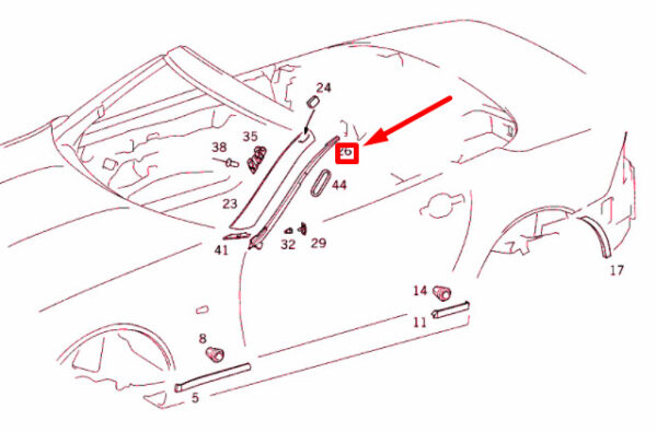 A1706980498 - NEW MERCEDES-BENZ SLK R170 FRONT WINDSHIELD RIGHT SEAL A1706980498 98-03