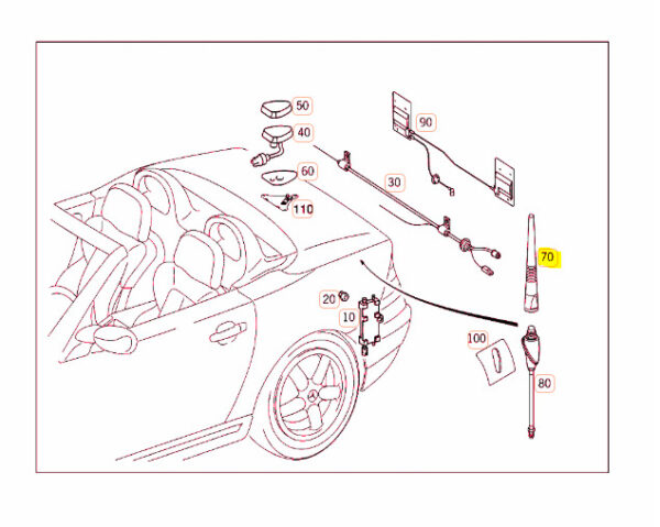 A170820047564 - Genuine Mercedes-Benz W170 W461 W463 Telephone Pre-Install Antenna A170820047564