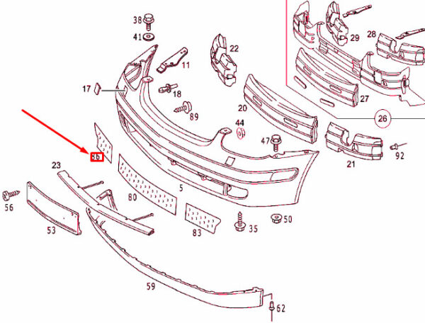 A1708850223 - NEW MERCEDES-BENZ SLK R170 FRONT BUMPER RIGHT COVER A1708850223 ORIGINAL