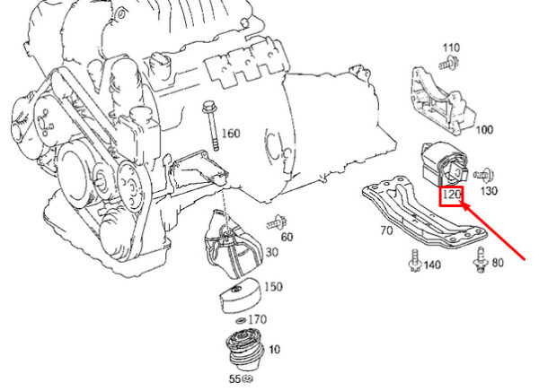 A1712400118 - NEW MERCEDES-BENZ CLK C209 REAR ENGINE MOUNT A1712400118 ORIGINAL