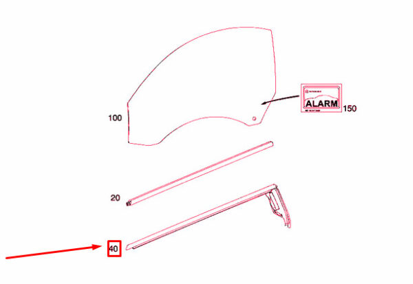 A1717200224 - NEW MB SLK R171 FRONT DOOR WINDOW RIGHT OUTSIDE RAIL A1717200224