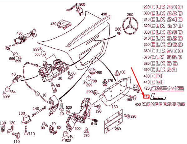 A1718170715 - NEW MERCEDES-BENZ CLK C209 REAR LID MODEL PLATE EMBLEM A1718170715 ORIGINAL
