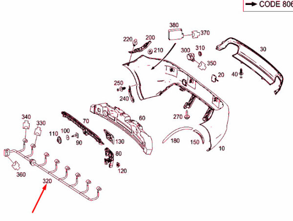A1725401410 - NEW MB SLK R172 REAR BUMPER ELECTRICAL WIRING HARNESS A1725401410 ORIGINAL