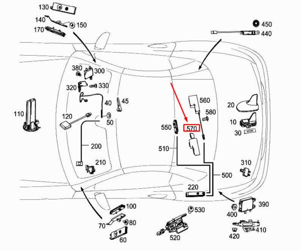 A1725454040 - NEW MERCEDES-BENZ SLK R172 DISTRESS CALL ANTENNA BRACKET A17254540 GENUINE