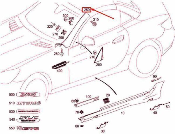 A17269004879999 - Mercedes-Benz R172 Genuine Ornamental Molding Right Pillar A17269004879