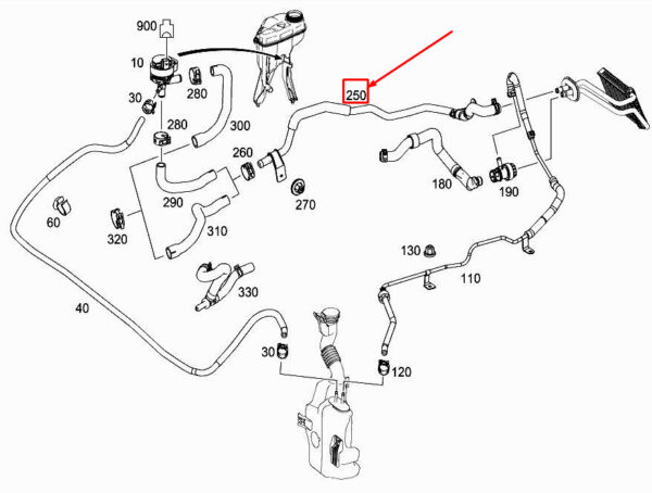 A1728300600 - NEW MERCEDES-BENZ SLK R172 ENGINE WATER RETURN PIPING A1728300600