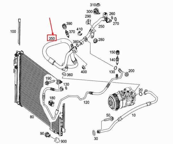 A1728303915 - Mercedes-Benz SLK R172 compressor refrigerant line A1728303915 NEW ORIGINAL
