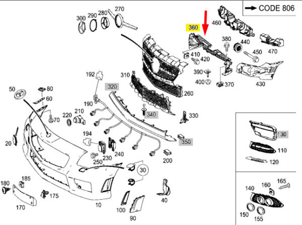 A1728800100 - NEW MERCEDES-BENZ SLK R172 FRONT BUMPER TOP COVER A1728800100