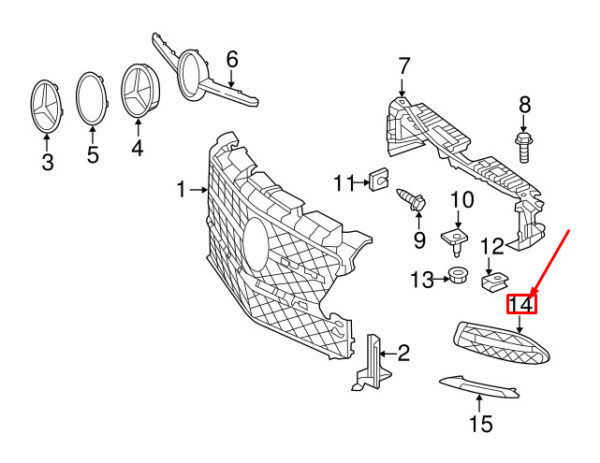 A1728850223 - Mercedes-Benz SLK R172 front bumper left outdoor grille A1728850223 NEW ORIGINAL