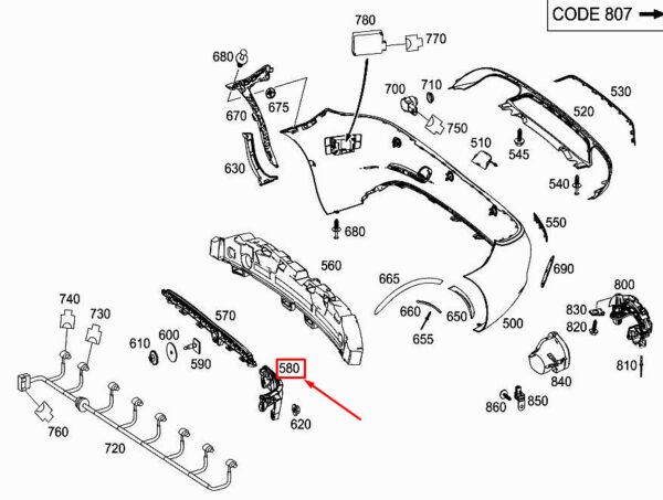 A1728856300 - NEW MERCEDES-BENZ SLK R172 REAR LEFT BUMPER BASE CARRIER A1728856300